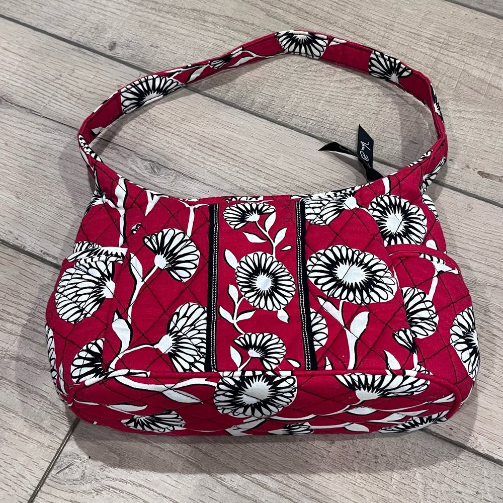 Vera Bradley Deco Daisy Handbag Purse Red White Black Flower Floral Retired